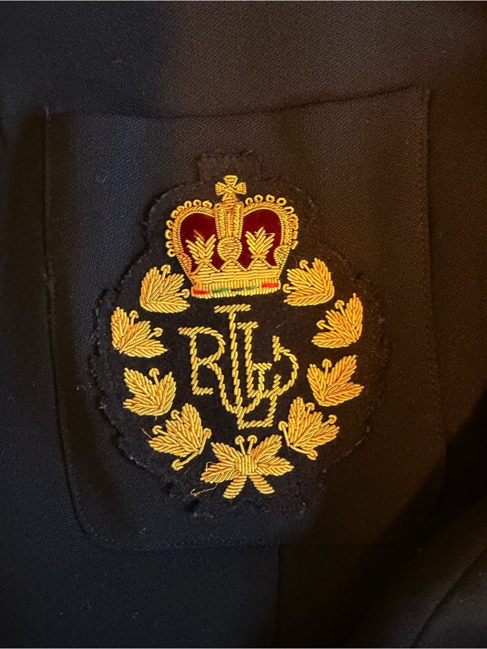 Lauren Ralph Lauren Black Blazer with Gold Embroidered Crest - Picture 4 of 8
